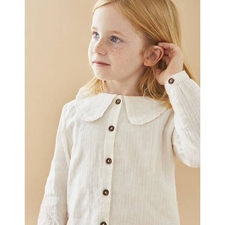 Blouse en popeline ajourée manches longues BLANC 2 - vertbaudet enfant 