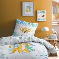 Linge de maison et décoration-Linge de lit enfant-Housse de couette-Parure de lit imprimée 100% coton, DISNEY LE ROI LION SIMBA. Taille : 140x200 cm