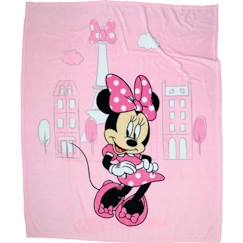 Linge de maison et décoration-Linge de lit enfant-Couverture, édredon-Plaid polaire imprimé - DISNEY - MINNIE SHOPPING - Rose - 125x150 cm - Lavable à 30°