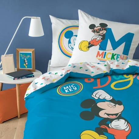 Parure de lit enfant Disney Mickey Good Days en coton 140x200cm BLEU 1 - vertbaudet enfant 