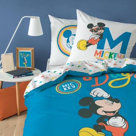 Parure de lit imprimée 100% coton, DISNEY MICKEY GOOD DAYS. Taille : 140x200 cm BLEU 1 - vertbaudet enfant 