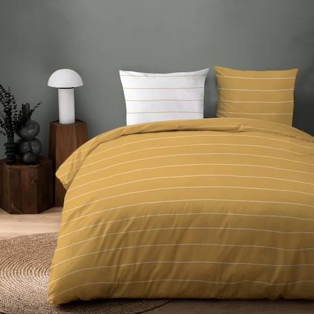 Parure de lit imprimée 100% coton, STRIPES 140x200 cm TOFFEE JAUNE 1 - vertbaudet enfant 