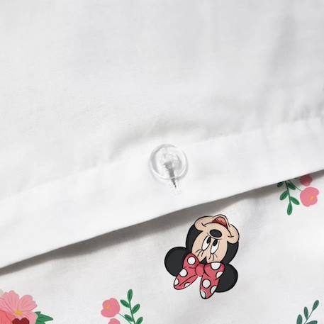 Parure de lit imprimée 100% coton, DISNEY HOME MINNIE FLOWER 140x200+63x63cm BLANC 3 - vertbaudet enfant 