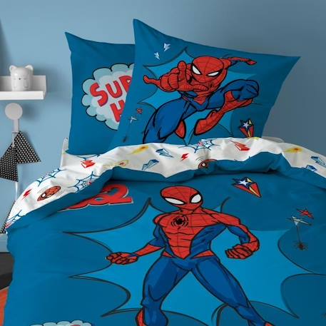 Parure de lit imprimée 100% coton, SPIDERMAN HOME AVENGER. Taille : 140x200 cm BLEU 1 - vertbaudet enfant 