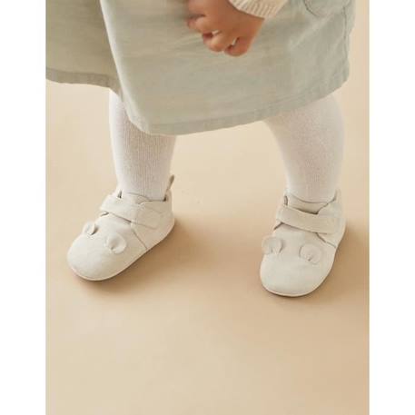 Chaussons en cuir élastiqués BLANC 2 - vertbaudet enfant 