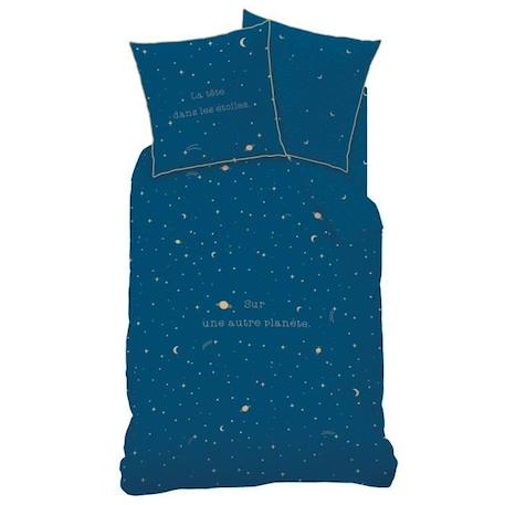Housse de couette et taie d'oreiller bleu nuit imprimé en coton, MATT & ROSE - STARGAZE. Taille : 140x200 cm BLEU 4 - vertbaudet enfant 