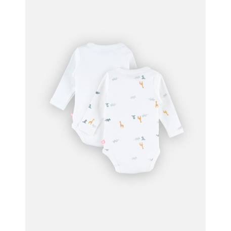 Set de 2 bodies croisés manches longues imprimé dino BLANC 3 - vertbaudet enfant 