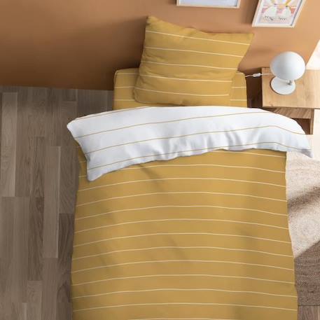 Parure de lit imprimée 100% coton, STRIPES 140x200 cm TOFFEE JAUNE 4 - vertbaudet enfant 