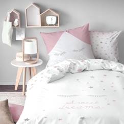 -Parure de lit imprimée 100% coton, SWEET DREAMS PINK MATT & ROSE. Taille : 140x200 cm