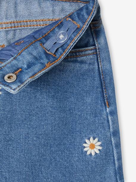 Short en jean brodé fleurs fille stone 4 - vertbaudet enfant 