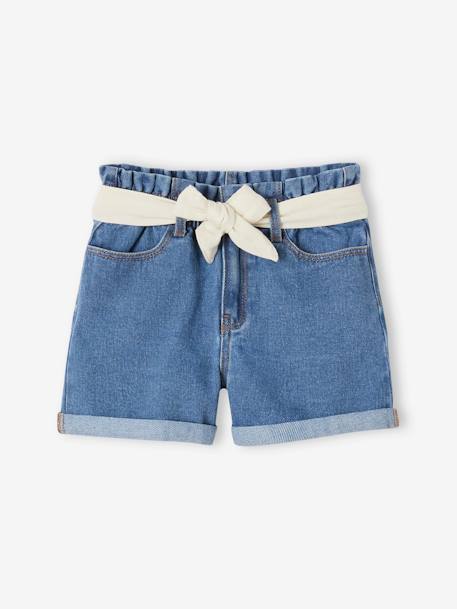 Short en jean style paperbag fille stone 2 - vertbaudet enfant 