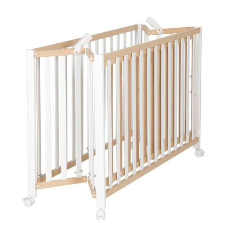 ROBA Lit Bébé Pliant 60x120 cm en Bois Massif - Fold Up - Hauteur Réglable - Roulettes à Freins - Bicolore BEIGE 2 - vertbaudet enfant 