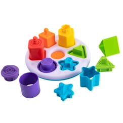 Jouet-Jeux d'imagination-Plateau Tomy - Trieur de Formes pour Enfant - 6 Formes Colorées Amovibles - Dès 10 Mois
