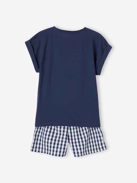 Pyjashort palmiers fille en maille jersey et popeline vichy bleu roi 4 - vertbaudet enfant 