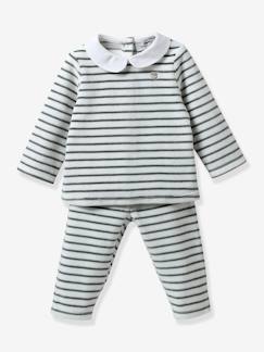 Bébé-Pyjama, surpyjama-Dors-bien en velours rayé CYRILLUS