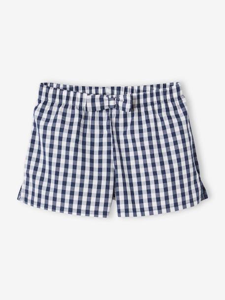 Pyjashort palmiers fille en maille jersey et popeline vichy bleu roi 3 - vertbaudet enfant 