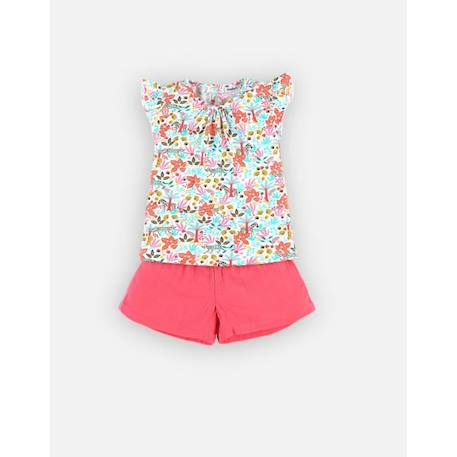 Pyjama 2 pièces imprimé fleurs/bas uni ROUGE 1 - vertbaudet enfant 