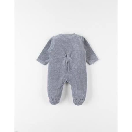 Pyjama 1 pièce broderie lapin en velours GRIS 2 - vertbaudet enfant 