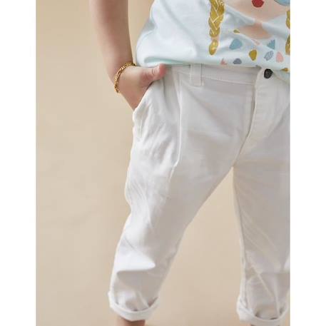 Pantalon blanc en twill BLANC 2 - vertbaudet enfant 