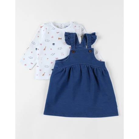 Ensemble robe en velours côtelé et t-shirt imprimé BLANC 1 - vertbaudet enfant 