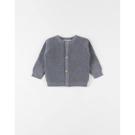 Bébé-Pull, gilet, sweat-Gilet-Cardigan en tricot anthracite chiné