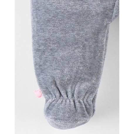 Pyjama 1 pièce broderie lapin en velours GRIS 3 - vertbaudet enfant 