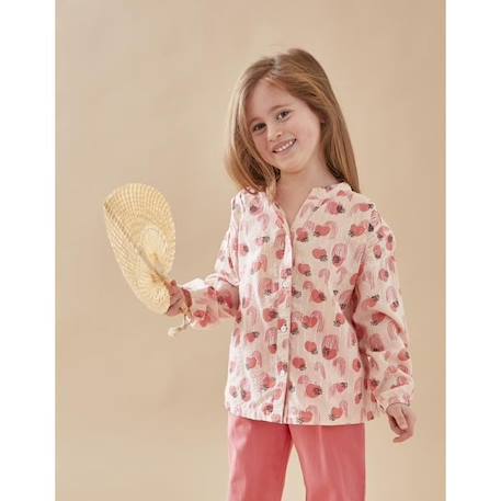 Fille-Chemise, blouse, tunique-Blouse manches longues imprimé pommes