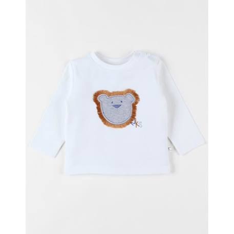 T-shirt manches longues en jersey patch lion BLANC 3 - vertbaudet enfant 