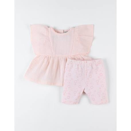 Set blouse uni + legging imprimé ROSE 3 - vertbaudet enfant 