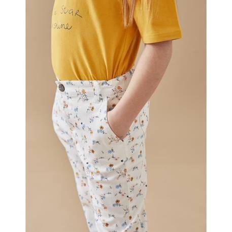 Pantalon 3/4 en twill fleuri BLANC 2 - vertbaudet enfant 