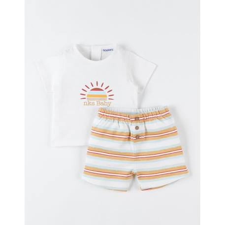 Set t-shirt soleil + short rayé JAUNE 3 - vertbaudet enfant 
