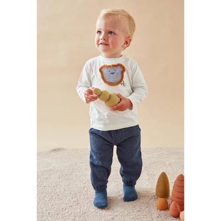 T-shirt manches longues en jersey patch lion BLANC 1 - vertbaudet enfant 