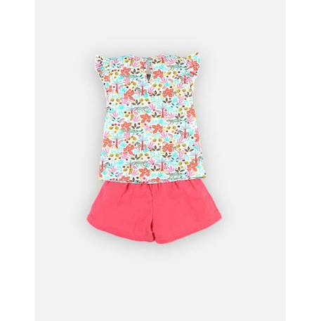 Pyjama 2 pièces imprimé fleurs/bas uni ROUGE 2 - vertbaudet enfant 