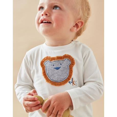 T-shirt manches longues en jersey patch lion BLANC 2 - vertbaudet enfant 