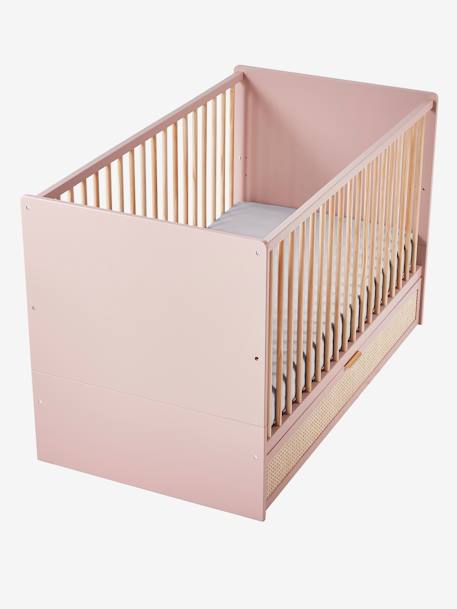 Lit bébé évolutif cannage avec tiroir de rangement LIGNE POESIE rose nude 6 - vertbaudet enfant 