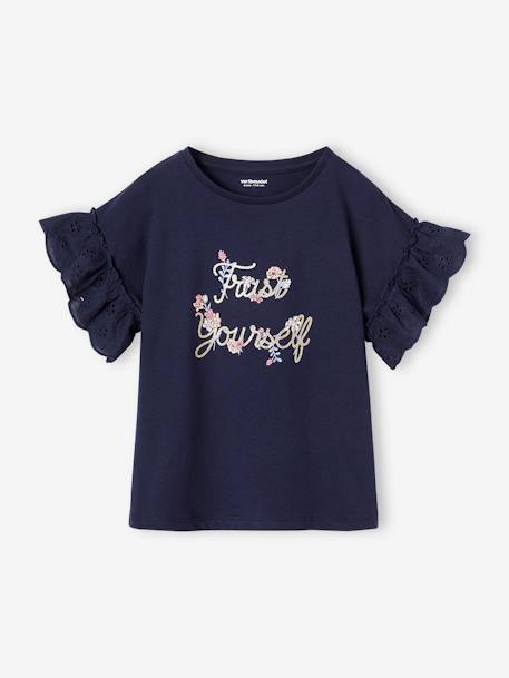 Fille-T-shirt, sous-pull-Tee-shirt romantique en coton bio fille