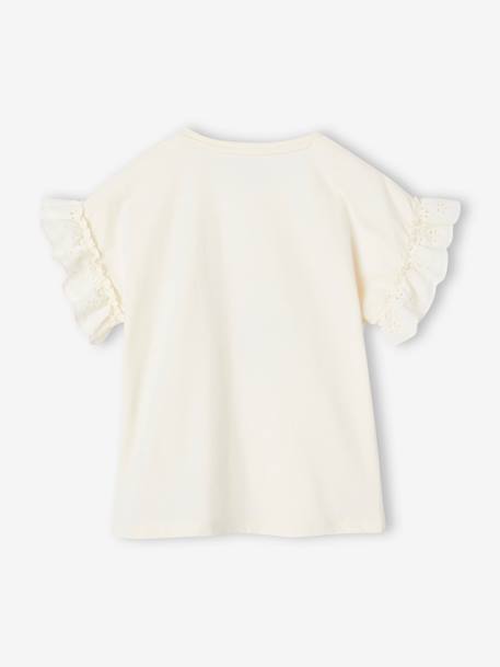 T-shirt bouquet en relief manches brodées fille vanille 2 - vertbaudet enfant 