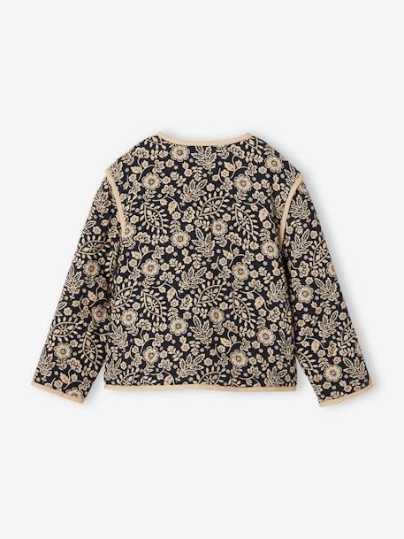 Veste à fleurs matelassée fille gris imprimé 2 - vertbaudet enfant 