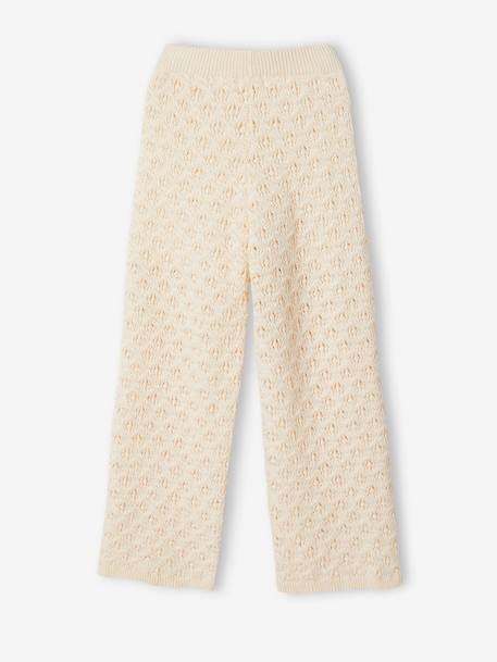 Pantalon large en maille ajourée fille écru 4 - vertbaudet enfant 