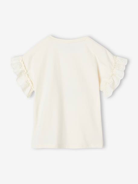 Tee-shirt romantique en coton bio fille écru+marine 3 - vertbaudet enfant 