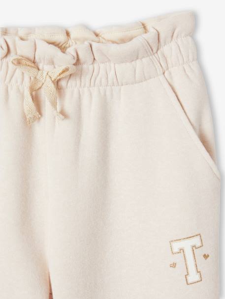 Pantalon jogging en molleton fille ceinture paperbag beige chiné+marine+rose bonbon+vert 3 - vertbaudet enfant 