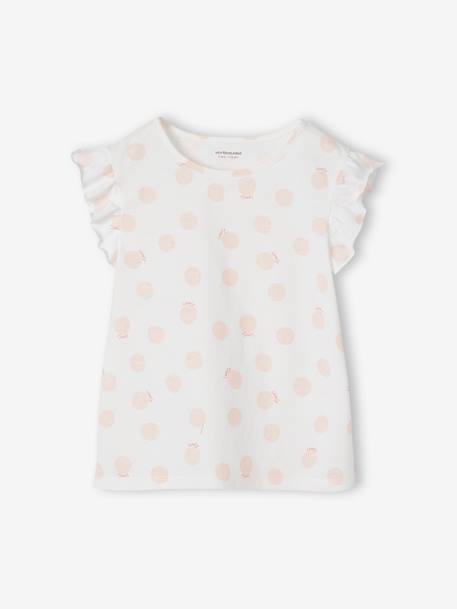 Ensemble fille t-shirt à volants et jupe à bretelles en gaze de coton corail+lilas+vert sauge 2 - vertbaudet enfant 