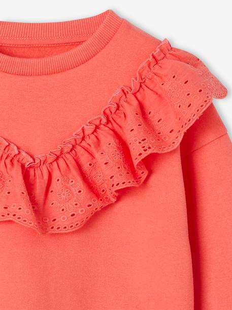 Sweat avec volant en broderie anglaise fille corail+vanille 3 - vertbaudet enfant 