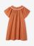 Robe brodée matière effet lin fille caramel 2 - vertbaudet enfant 