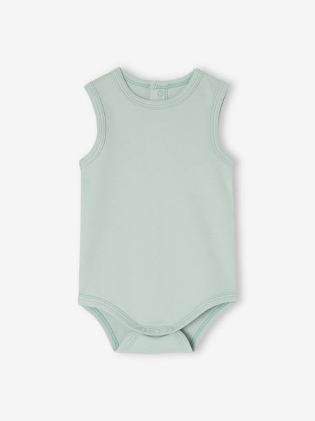 Lot de 5 bodies forme débardeur naissance en coton biologique menthe 6 - vertbaudet enfant 