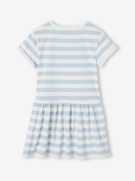 Robe Basics imprimée fille manches courtes blanc imprimé+écru+rayé bleu+rose+rose pâle+rose poudré+vert émeraude+vert foncé imprimé tropical 10 - vertbaudet enfant 