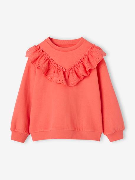 Sweat avec volant en broderie anglaise fille  - vertbaudet enfant