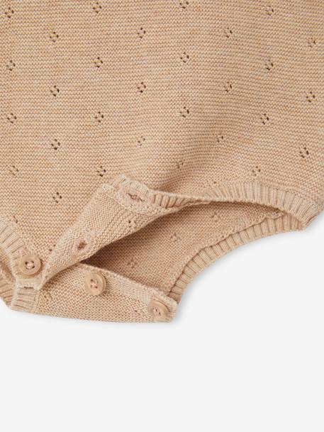 Barboteuse en tricot bébé manches longues et son béguin beige chiné 5 - vertbaudet enfant 