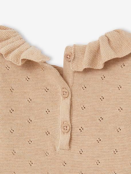 Barboteuse en tricot bébé manches longues et son béguin beige chiné 6 - vertbaudet enfant 