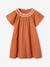 Robe brodée matière effet lin fille caramel 1 - vertbaudet enfant 